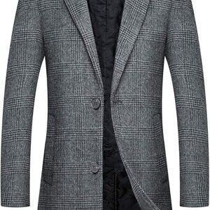 Mens Trench Coat Wool Blend Top Pea Coat Winter Long Single Breasted Overcoat